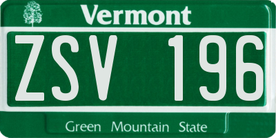 VT license plate ZSV196