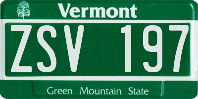 VT license plate ZSV197