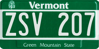 VT license plate ZSV207