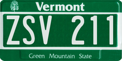 VT license plate ZSV211