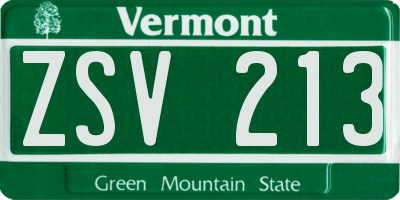 VT license plate ZSV213
