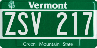 VT license plate ZSV217