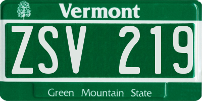 VT license plate ZSV219