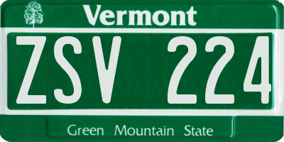 VT license plate ZSV224