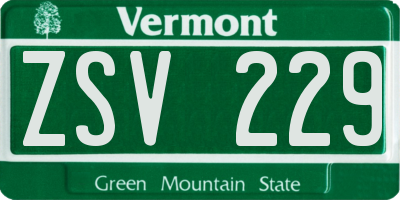 VT license plate ZSV229