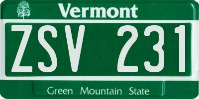 VT license plate ZSV231