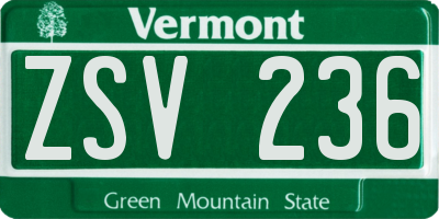 VT license plate ZSV236