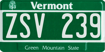VT license plate ZSV239