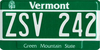 VT license plate ZSV242