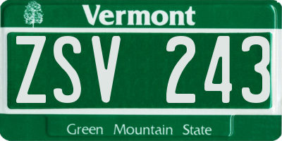VT license plate ZSV243
