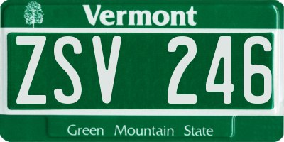 VT license plate ZSV246