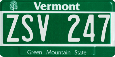 VT license plate ZSV247