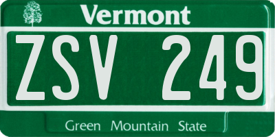 VT license plate ZSV249