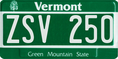 VT license plate ZSV250