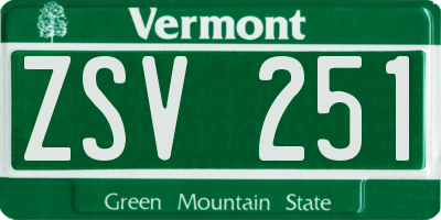 VT license plate ZSV251