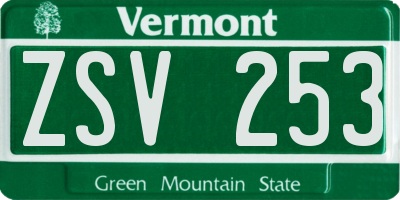 VT license plate ZSV253