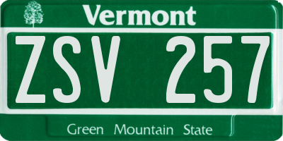 VT license plate ZSV257