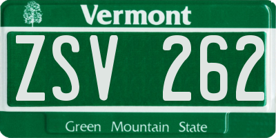VT license plate ZSV262