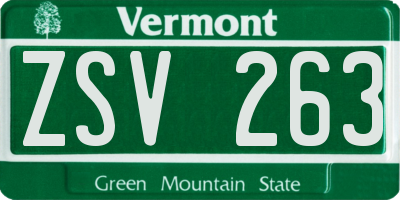 VT license plate ZSV263
