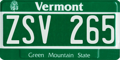 VT license plate ZSV265