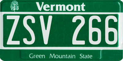 VT license plate ZSV266