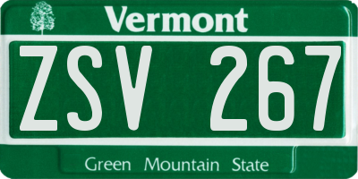 VT license plate ZSV267