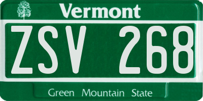 VT license plate ZSV268