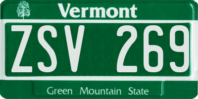VT license plate ZSV269