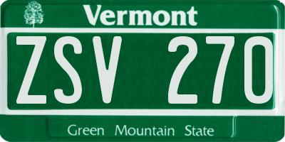 VT license plate ZSV270