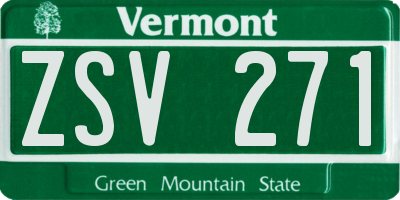 VT license plate ZSV271