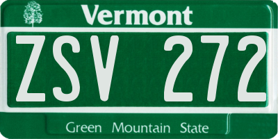 VT license plate ZSV272