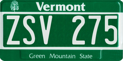 VT license plate ZSV275