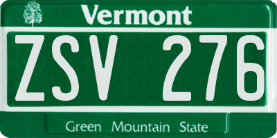 VT license plate ZSV276