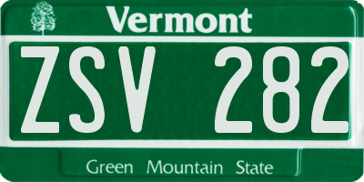 VT license plate ZSV282
