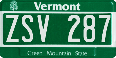 VT license plate ZSV287