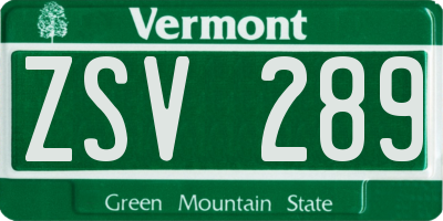 VT license plate ZSV289