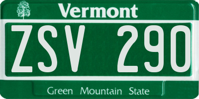 VT license plate ZSV290