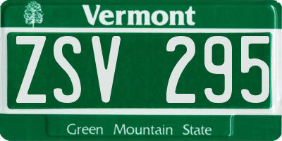 VT license plate ZSV295
