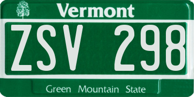 VT license plate ZSV298