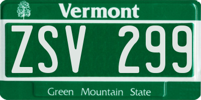 VT license plate ZSV299