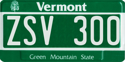 VT license plate ZSV300
