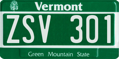 VT license plate ZSV301