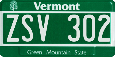 VT license plate ZSV302
