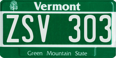 VT license plate ZSV303