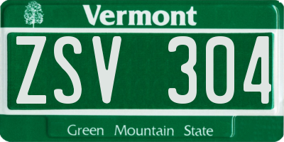 VT license plate ZSV304