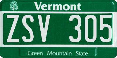 VT license plate ZSV305