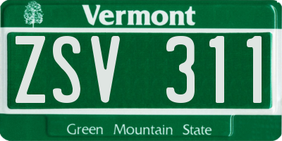 VT license plate ZSV311