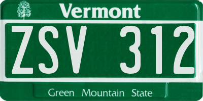 VT license plate ZSV312