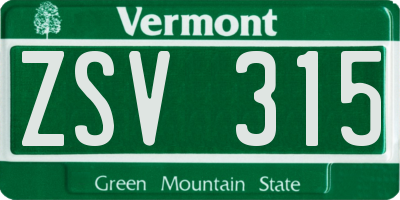 VT license plate ZSV315