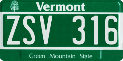 VT license plate ZSV316